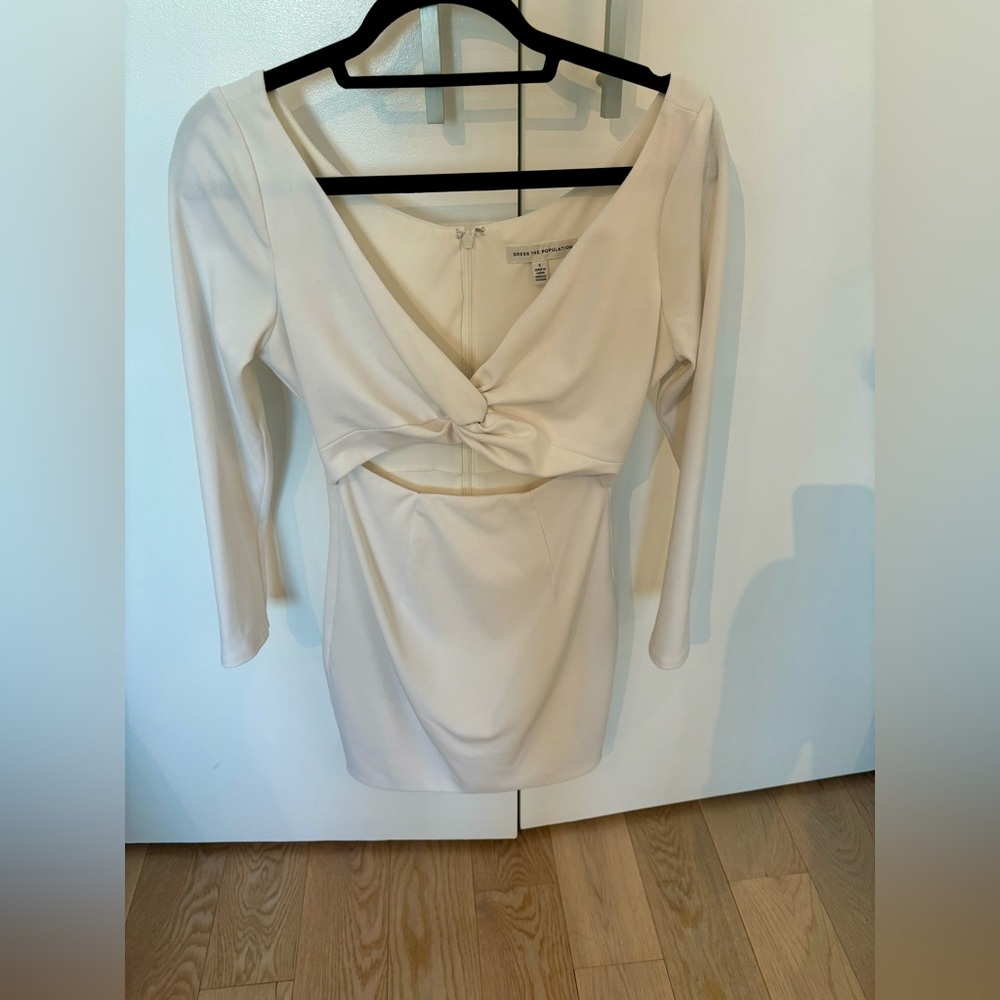 Dress the population size small white long sleeved dress with cutout